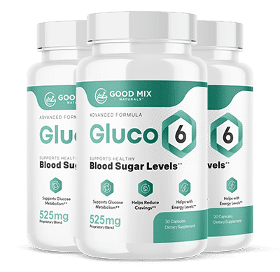 Three bottles of Gluco6 blood sugar support supplement — 3-bottle package